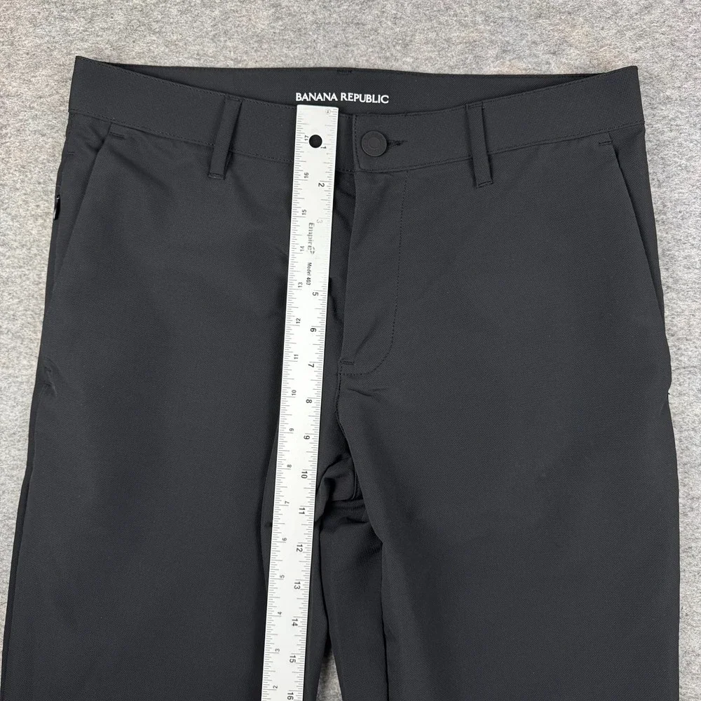 Banana Republic Flat Front Pants Slim Fit Polyester Black Mens 30x32